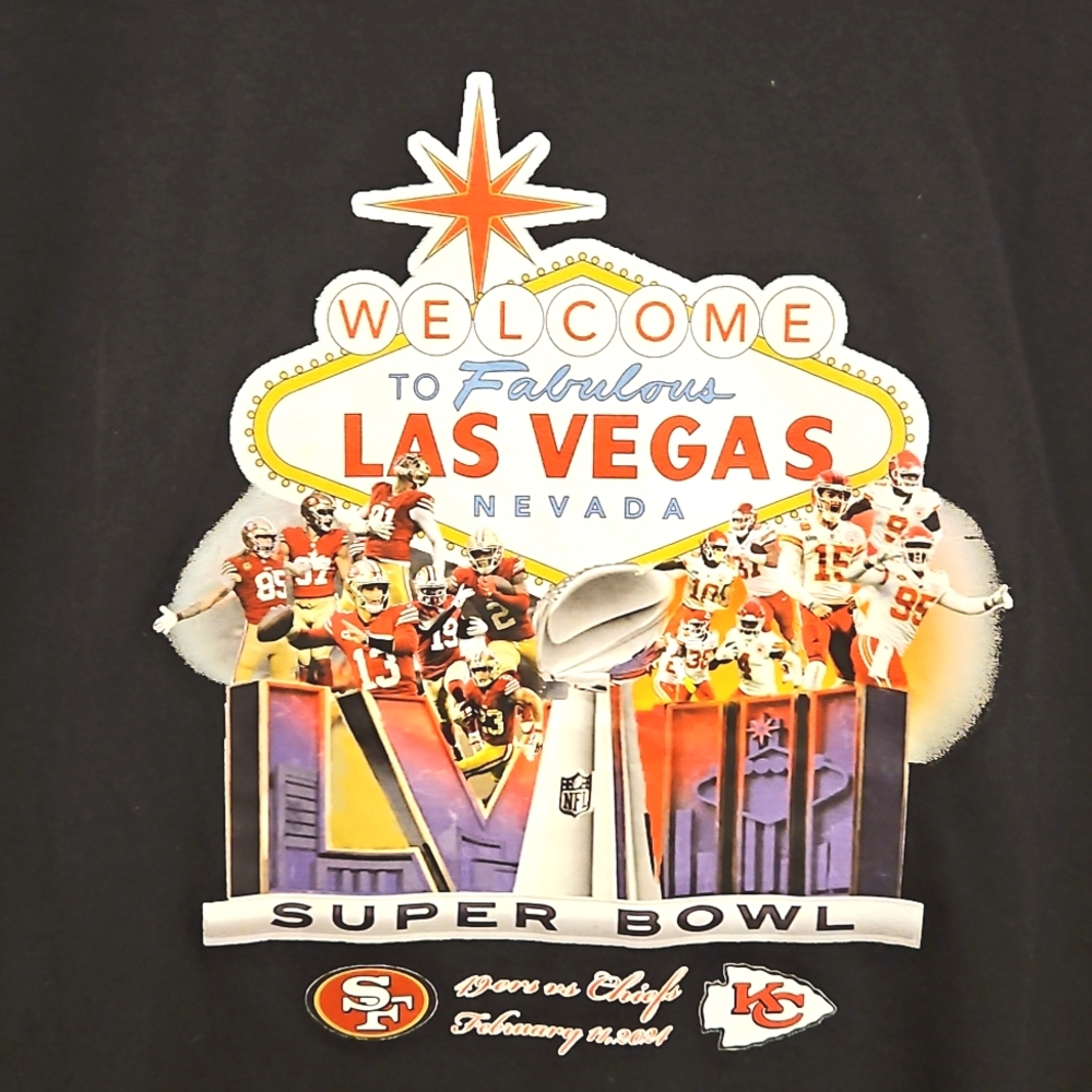 Super Bowl LVIII 49ers vs. Chiefs February 2024 Black Short sleeve tee Sz. 3XL - Picture 2 of 7